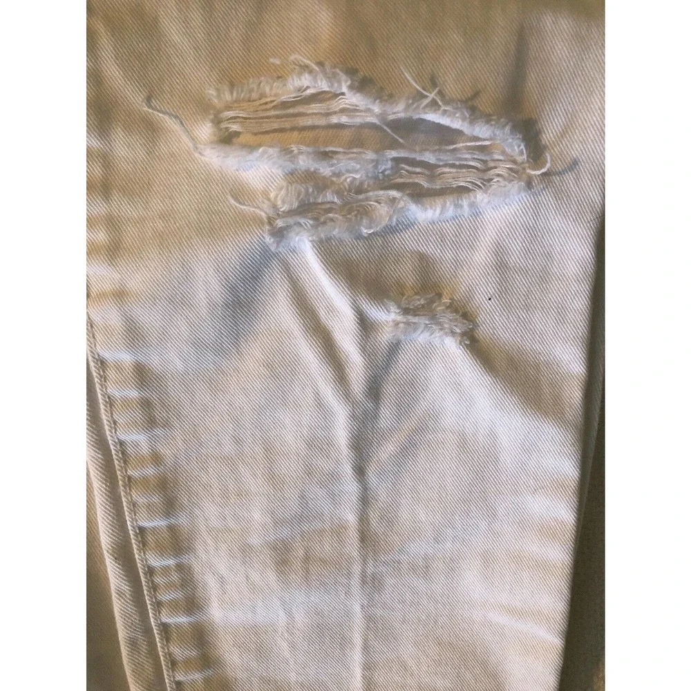 Rewash Brand Gold Button Fly Distressed #Bemore Women's Jeans White 9/29 Raw Hem